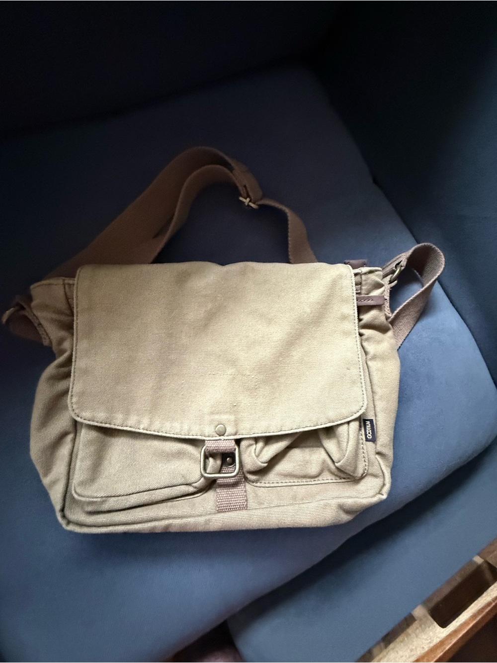 Canvas Messenger Bag for Green/Tan